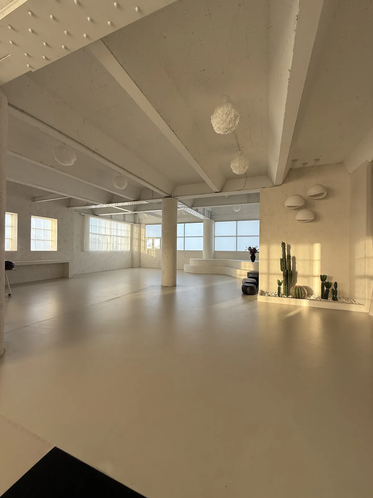 Gaia Studio — sonnendurchflutete Halle mit Säulen